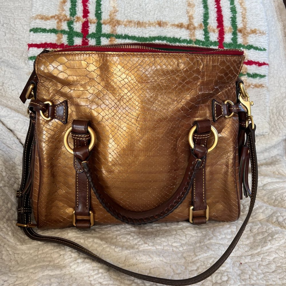 Dooney & Bourke Python Embossed Leather Satchel - image 2